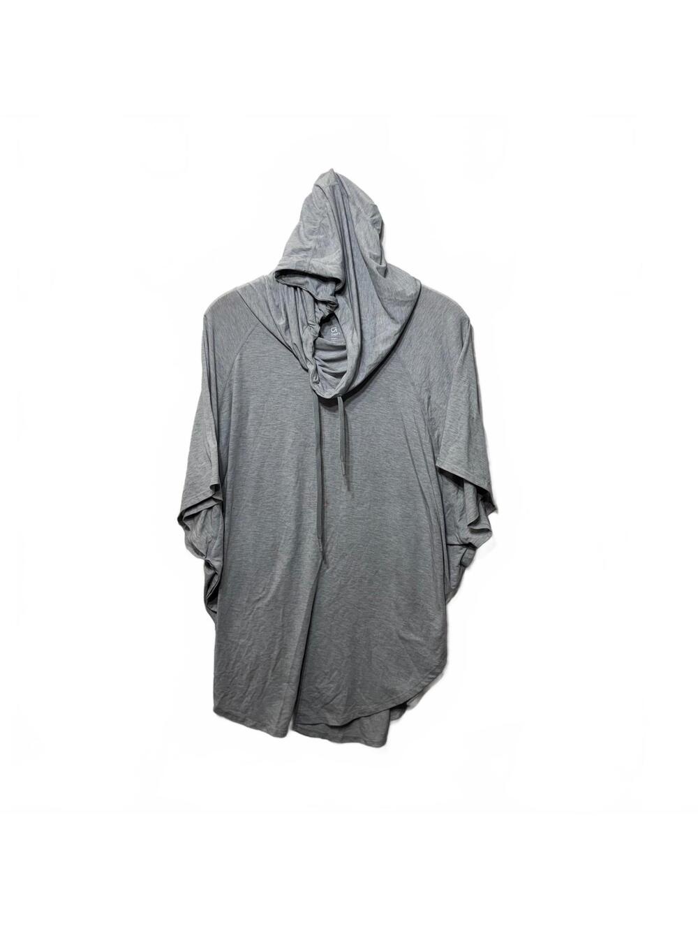 GapFit Gray Hooded Cowl Neck Poncho Wrap Top Womens M/L